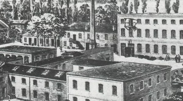 historic sketch of the klinger factory in austria, possibly back in the 1850's or something