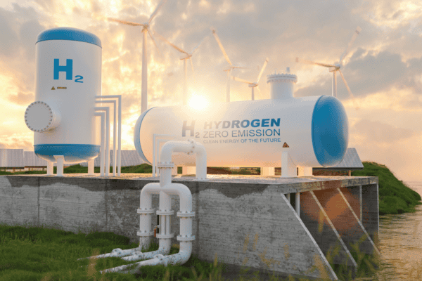 energy scene of hydrogen plant displaying hydrogen tankers