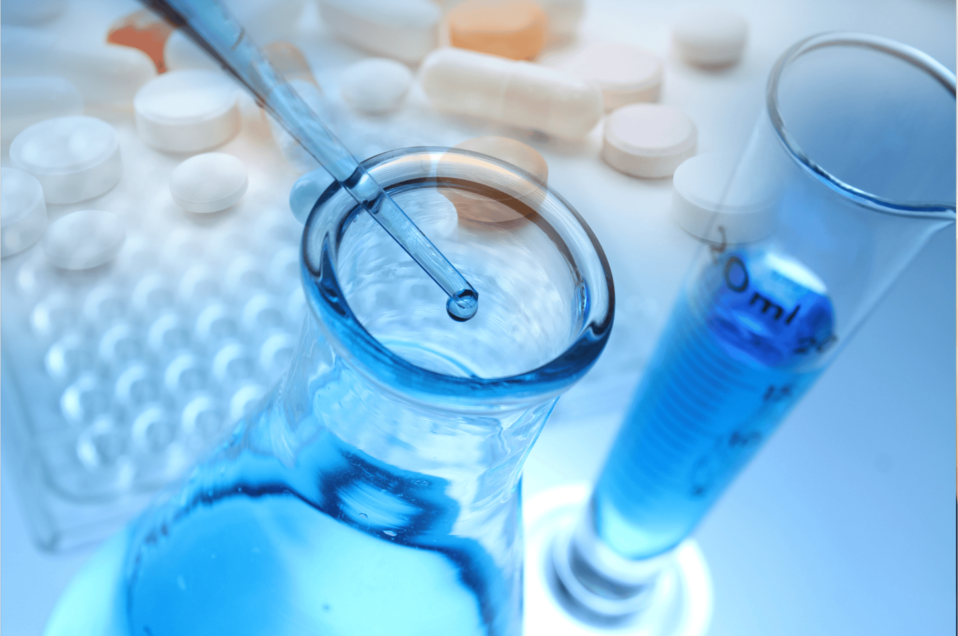 stock image of chemicals mixing in the pharmaceutical industry