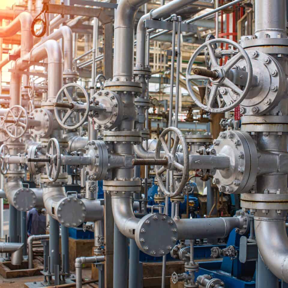 Thumbnail presenting an array of valves at an industrial plant
